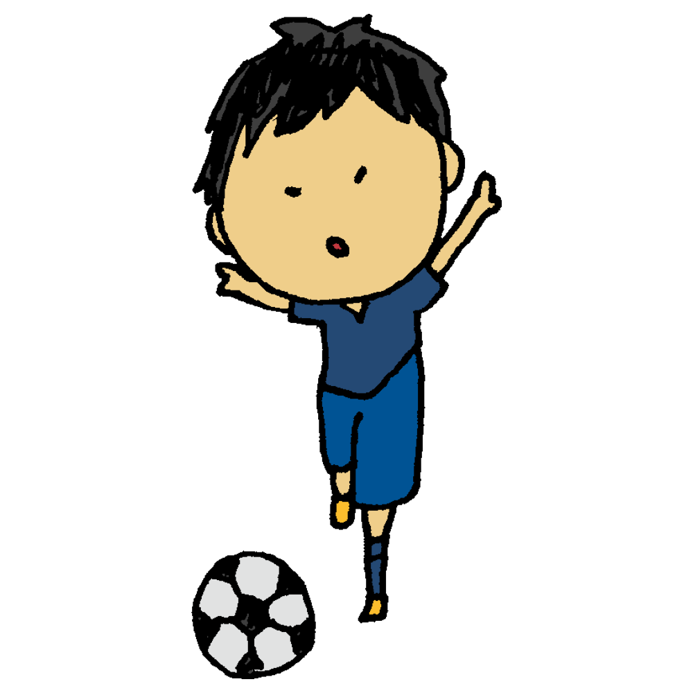 サッカーボールを蹴る男の子のフリーイラスト フリーイラスト