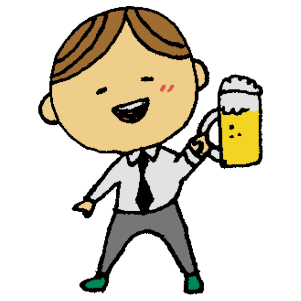 ビールを持ったスーツの男性のフリーイラスト