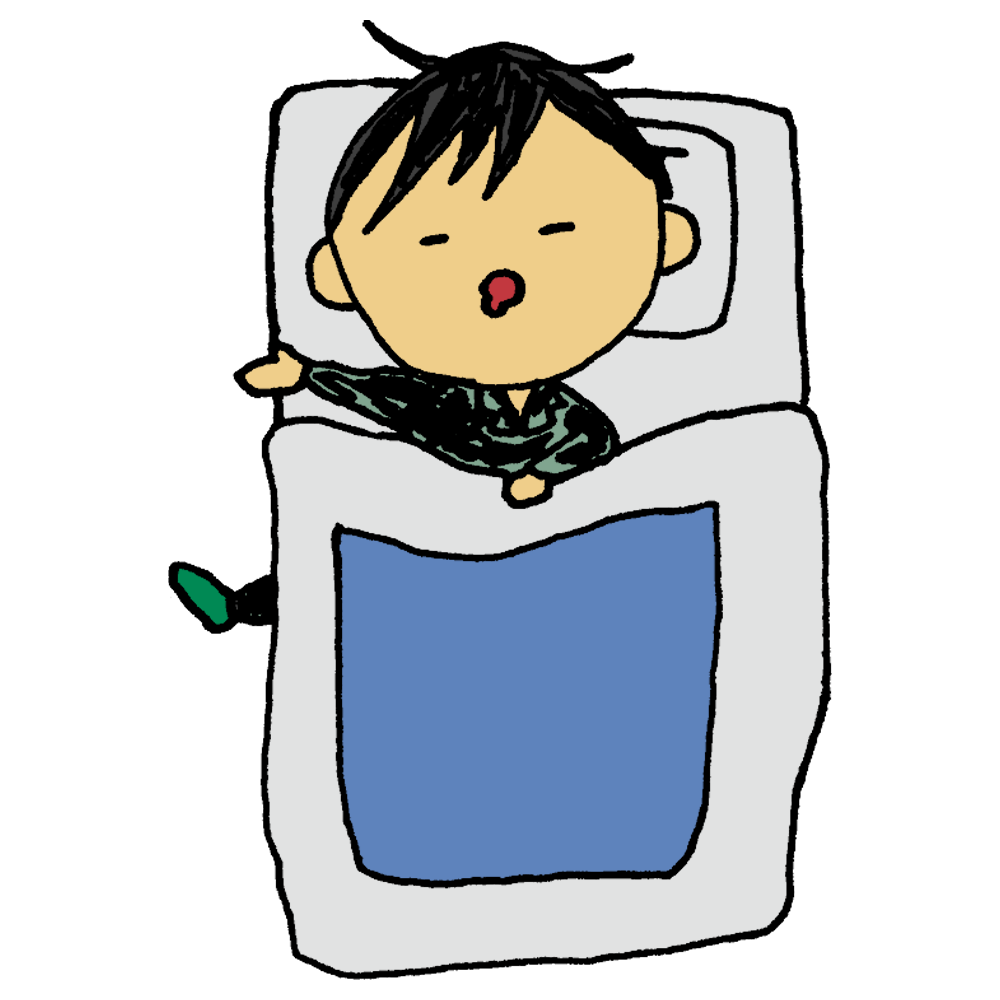 布団で眠る男性のフリーイラスト フリーイラスト クラシック