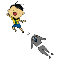 GWにむけてスーツを脱ぎ捨てる男性のフリーイラスト GWにむけてスーツを脱ぎ捨てる男性のフリーイラスト