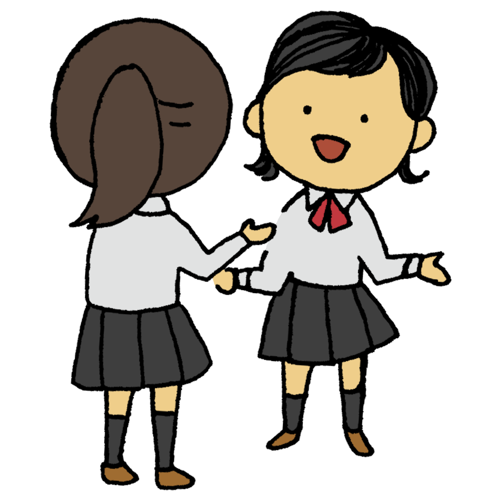 お話する女子学生のフリーイラスト