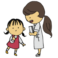 看護師の女性と小さな女の子のフリーイラスト