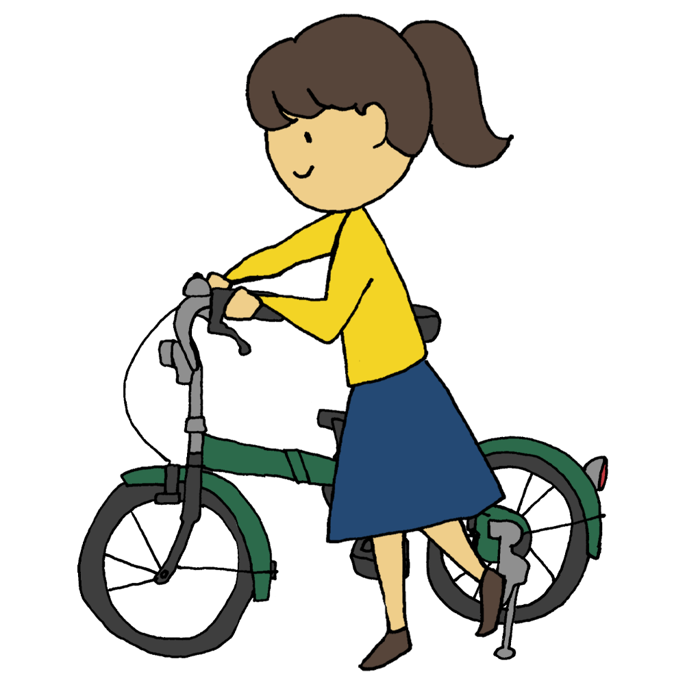 折りたたみ自転車に乗ろうとする女性のフリーイラスト | フリー ...