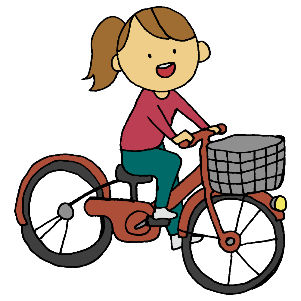 自転車に乗る女性のフリーイラスト