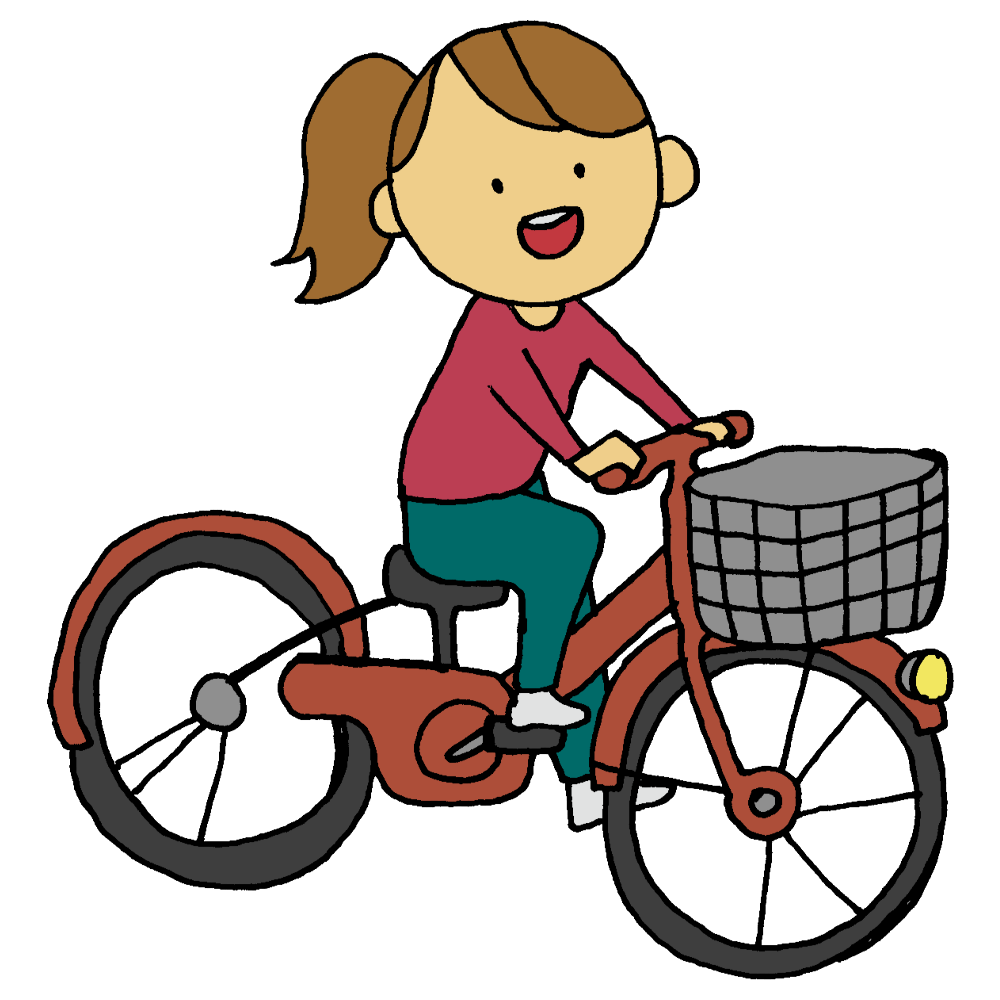 自転車に乗る女性のフリーイラスト フリーイラスト クラシック