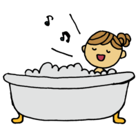 お風呂で歌う女性のフリーイラスト