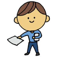 チラシ,紙,パンフレット,配る,配布,男性,手書き風,人物