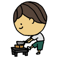 のこぎり,ノコギリ,鋸,木,木材,DIY,図工,物作り,切る,男の子,人物,手書き風