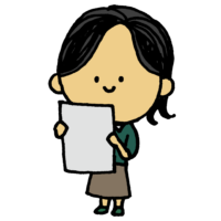 紙,かみ,立つ,見る,女性,読む,パンフレット,契約書,手書き風,人物