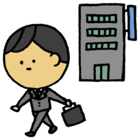 退社,帰宅,退職,離職,ビル,会社,仕事,会社員,人物,手書き風,男性