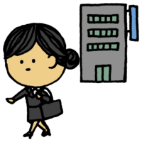 退社,帰宅,退職,離職,ビル,会社,仕事,会社員,人物,手書き風,女性