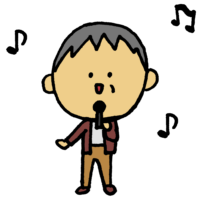 歌,歌う,高齢,お年寄り,人物,手書き風,男性,おじいさん