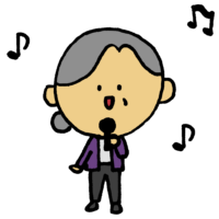 歌,歌う,高齢,お年寄り,人物,手書き風,女性,おばあさん