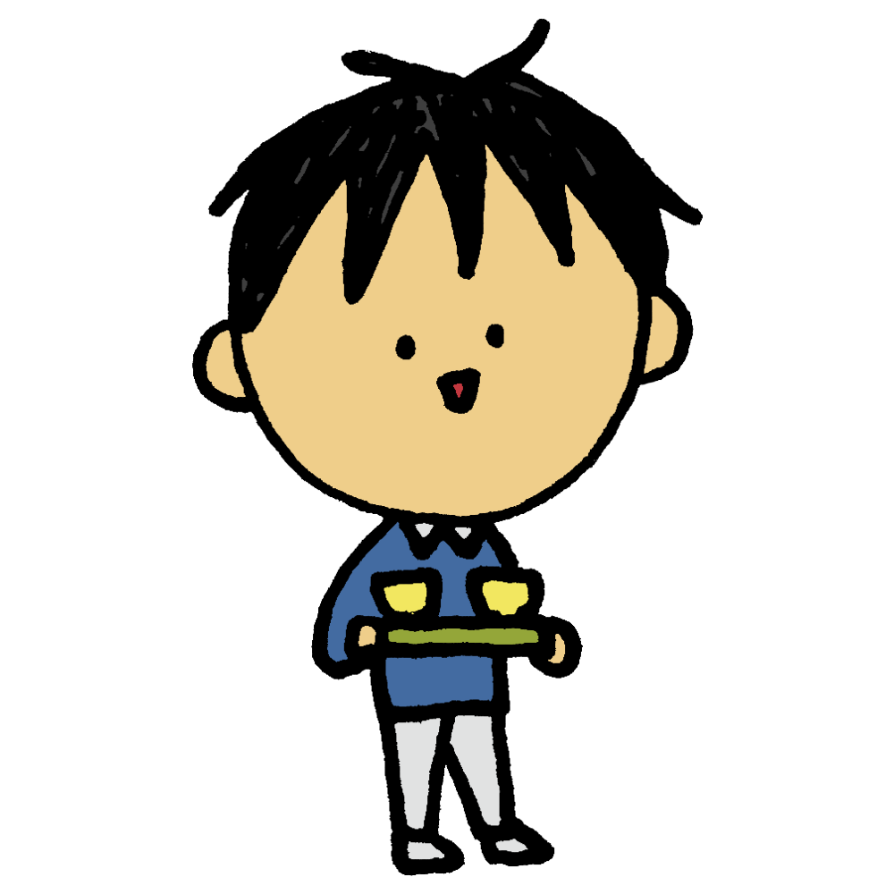 食事を運ぶ介護士の男性のフリーイラスト 食事を運ぶ介護士の男性のフリーイラスト