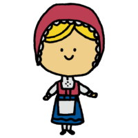 ブーナッド,ノルウェー,人物,女性,手書き風,服,民族衣装,衣類