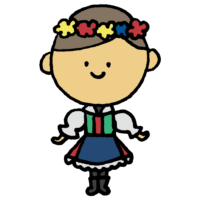 クロイ,チェコ,花冠,人物,女性,手書き風,服,民族衣装,衣類