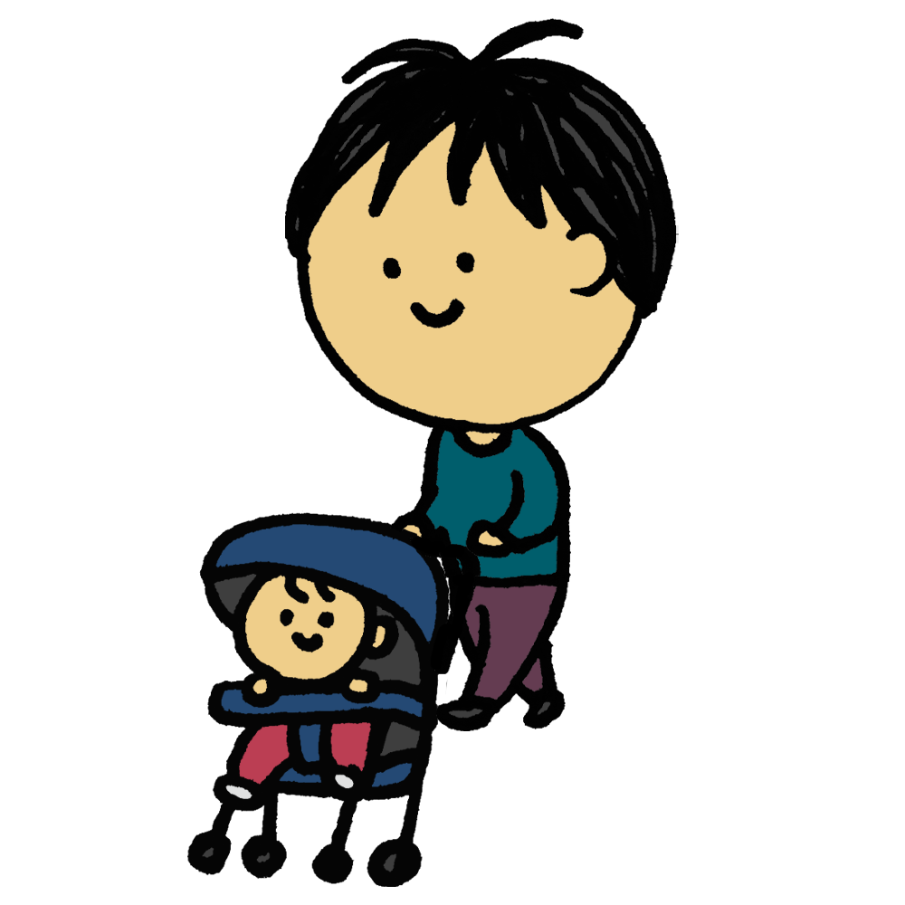 ベビーカーを押す男性のフリーイラスト