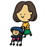 ベビーカー,赤ちゃん,ベビー,ベイビー,移動,歩く,女性,人物,乗り物,手書き風