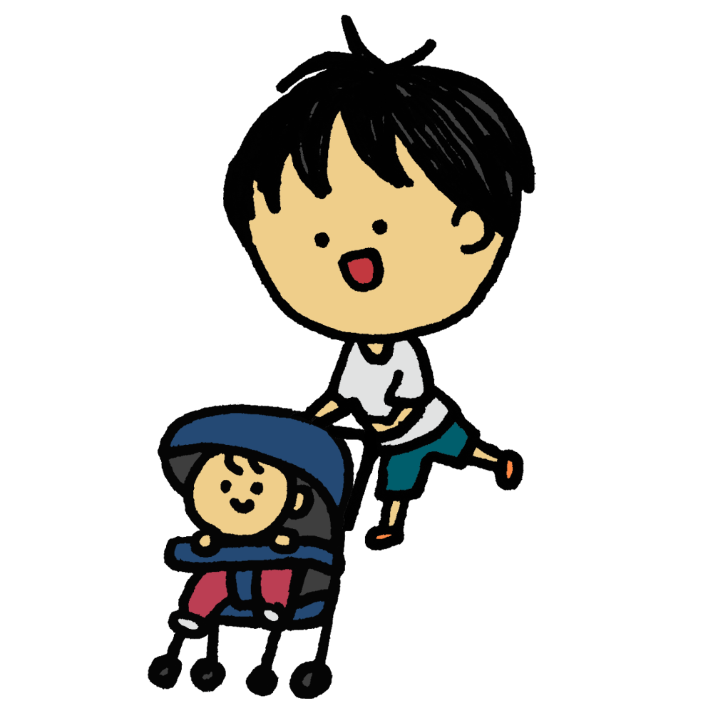 ベビーカーを押す男の子のフリーイラスト