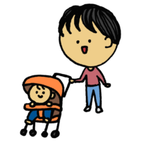 ベビーカー,赤ちゃん,ベビー,ベイビー,移動,人物,乗り物,話す,喋る,お母さん,ママ,女性,手書き風