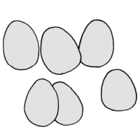 手書き風,食べ物,卵,たまご,タマゴ,食べる,鶏,産む,生卵,茹で卵,6個,ゴロゴロ