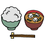 わかめと豆腐のお味噌汁のフリーイラスト