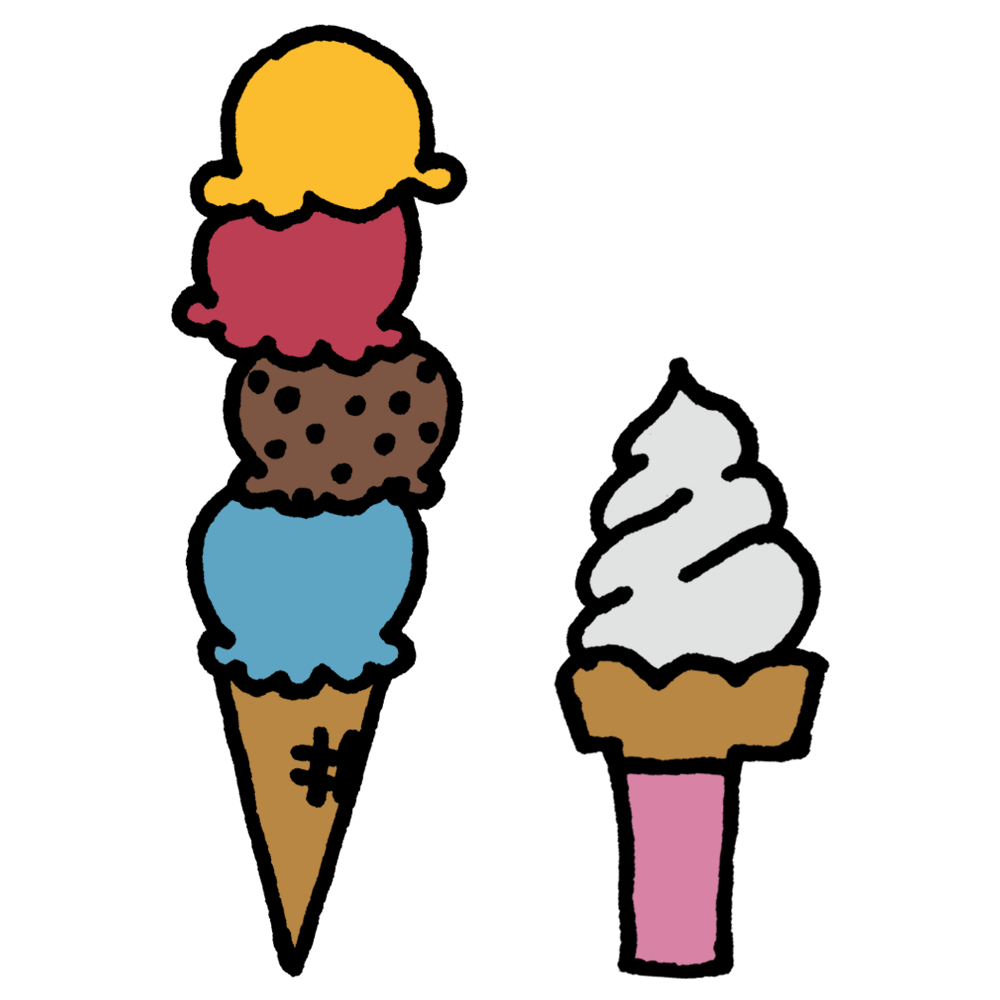 アイスクリームとソフトクリームのフリーイラスト