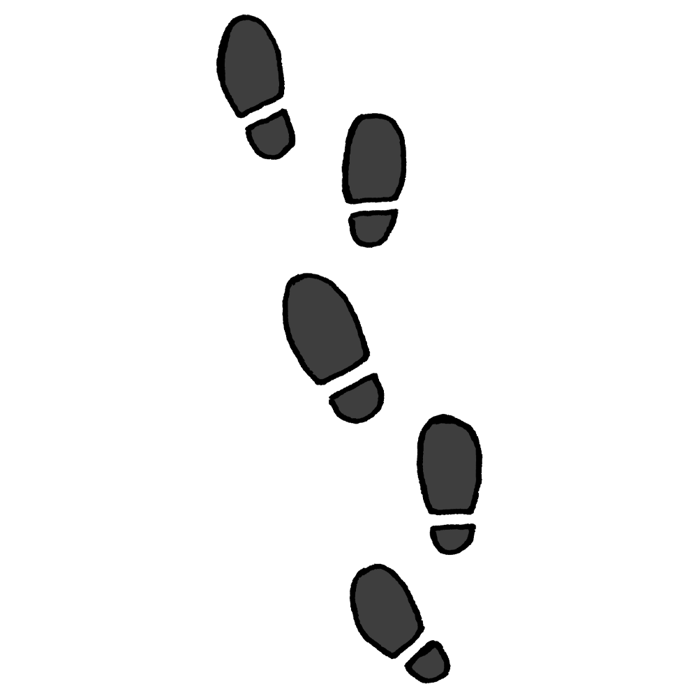 靴を履いた人間の足跡のフリーイラスト
