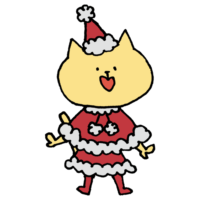クリスマスの衣装を着たネコちゃんのフリーイラスト