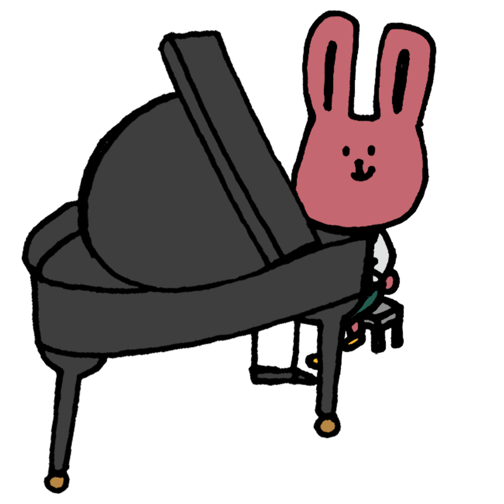 ピアノ,楽器,音楽,クラシック,弾く,ウサギ,うさぎ,兎,動物,ゆるい,ゆるキャラ,手書き風