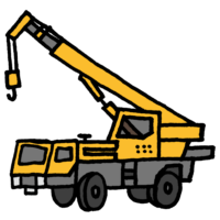 クレーン車,移動式クレーン,車,荷物,乗り物,運転,免許,働く車,手書き風