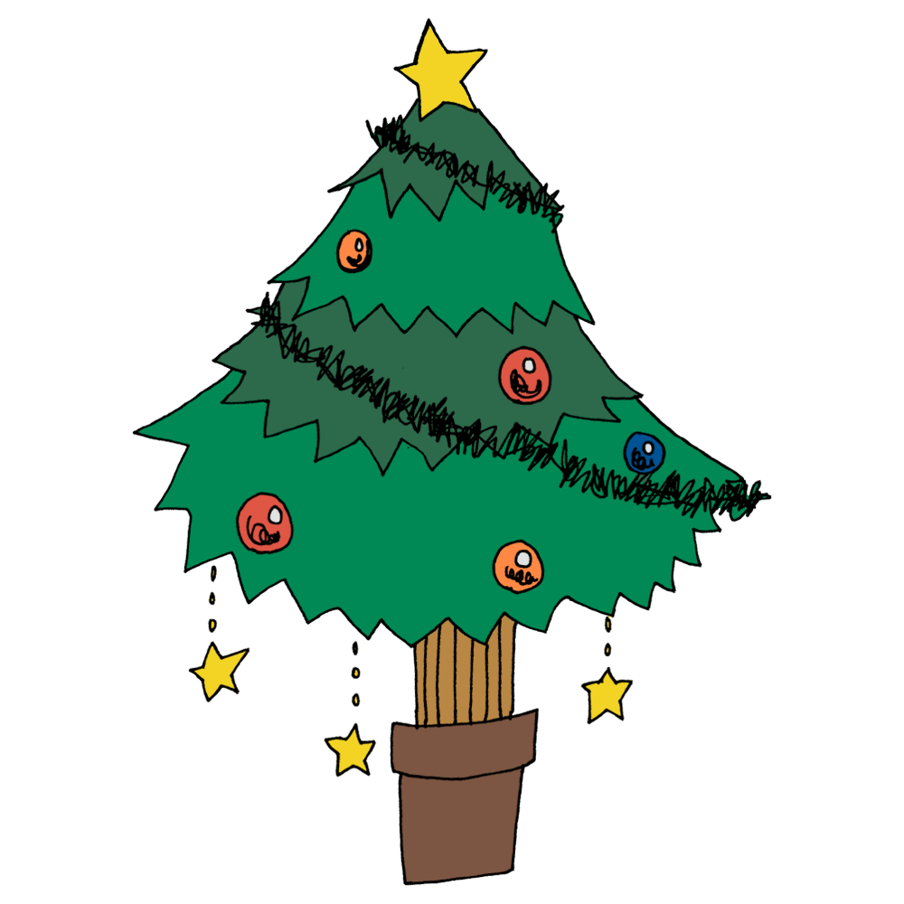 手書き風,植物,イベント,クリスマスツリー,冬,12月,12月25日,くりすます,Xmas,クリスマスイブ,飾りつけ,12月24日,モミの木