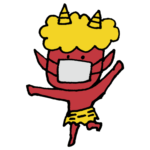 マスクをつけた鬼のフリーイラスト