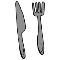 手書き風,食器,カトラリー,フォーク,ナイフ,食事,食べる,使用,使う,マナー,切る,刺す,洋食,ディナー