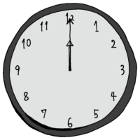 12時のアナログ時計のフリーイラスト