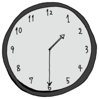 1時30分のアナログ時計のフリーイラスト