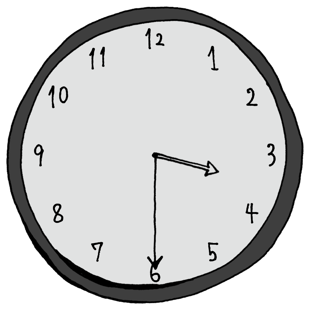 3時30分のアナログ時計のフリーイラスト