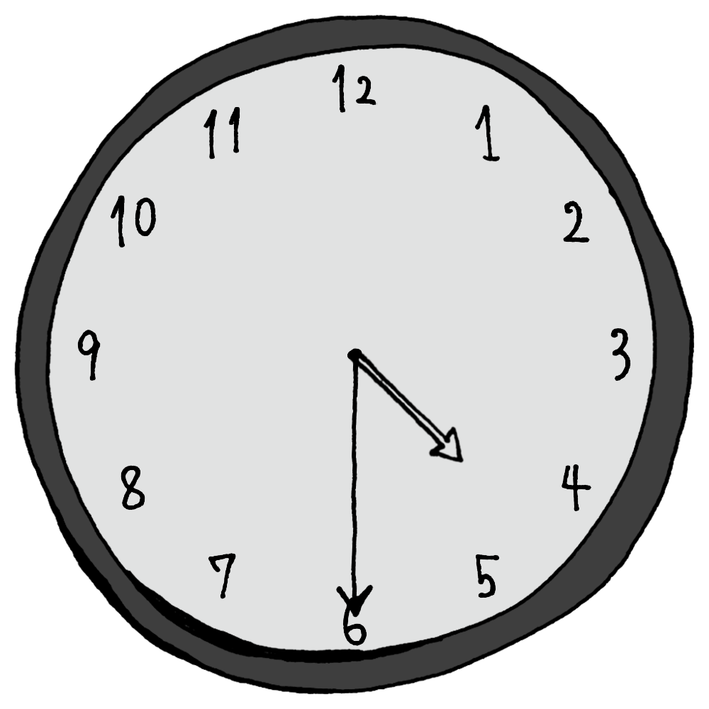 4時30分のアナログ時計のフリーイラスト