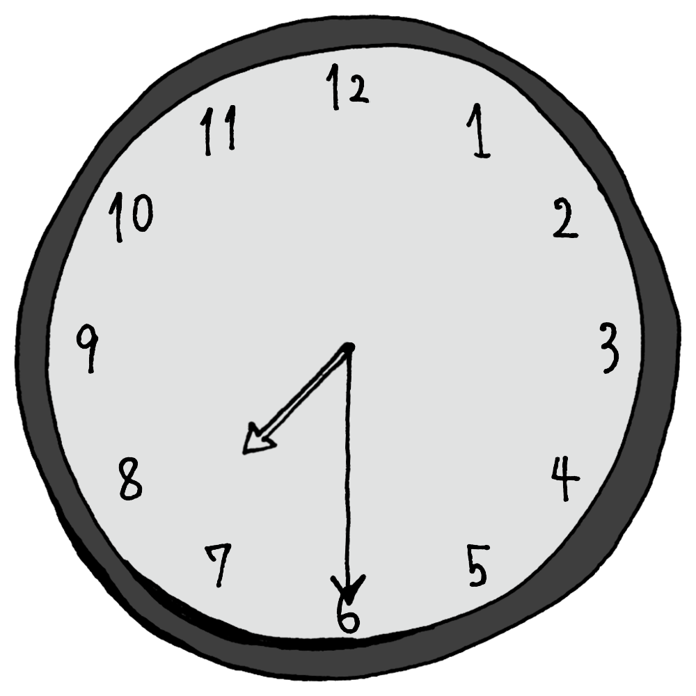 7時30分のアナログ時計のフリーイラスト