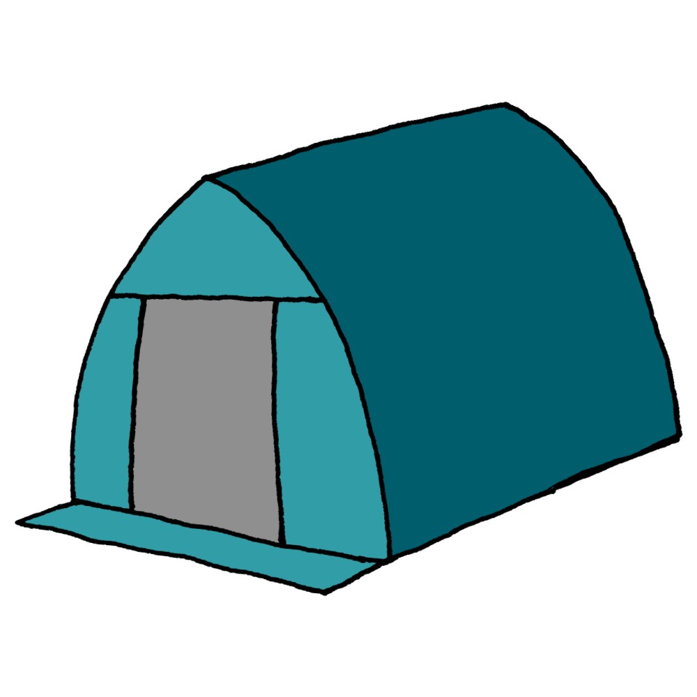 テント,トンネル型,かまぼこ型,キャンプ,バーベキュー,BBQ,アウトドア,外,手書き風