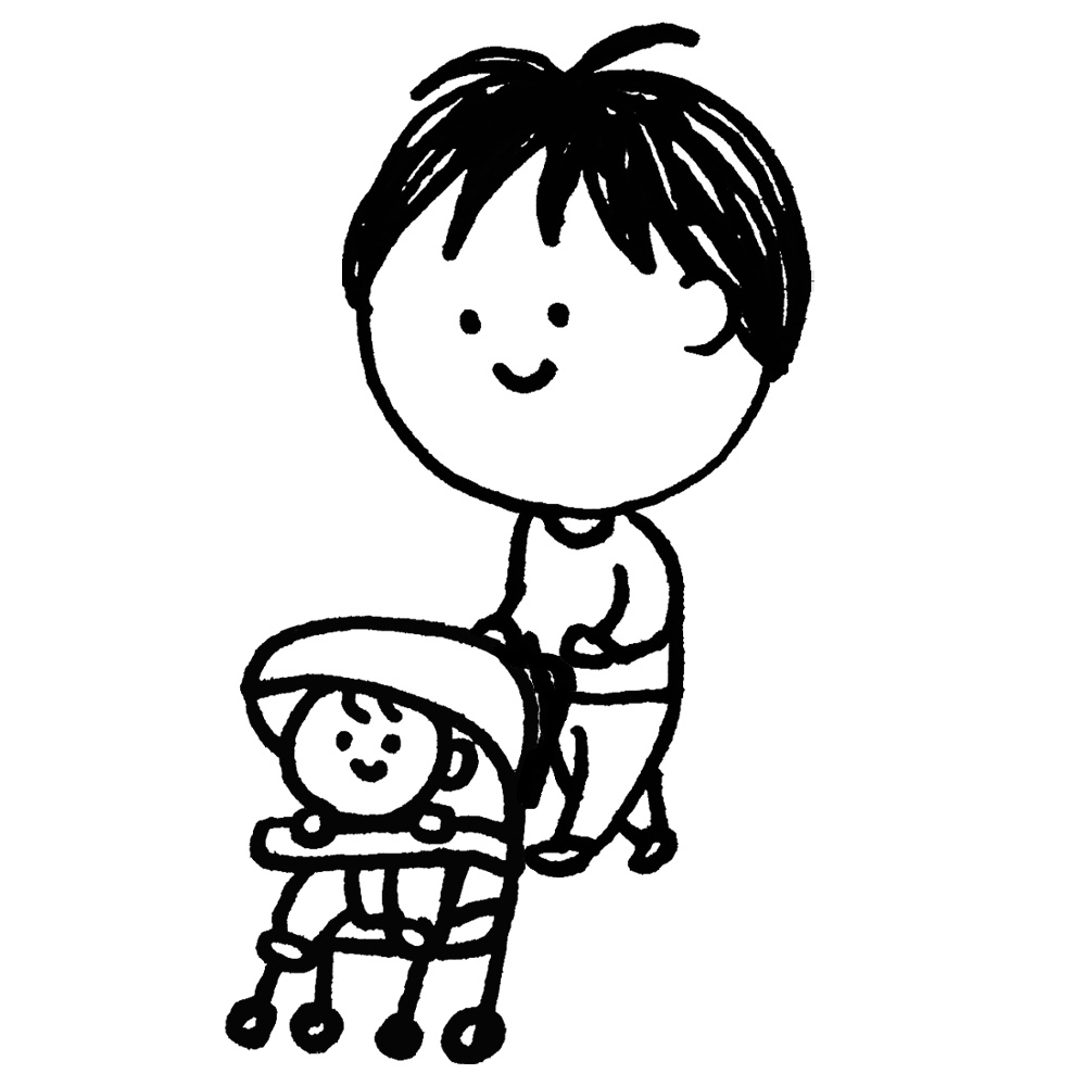 ベビーカー,赤ちゃん,ベビー,ベイビー,移動,歩く,男性,人物,乗り物,手書き風