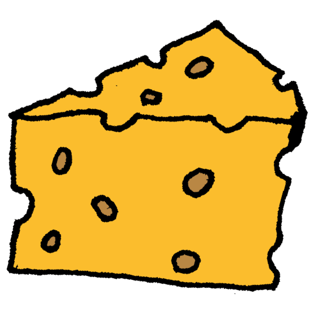 穴の開いたチーズのフリーイラスト