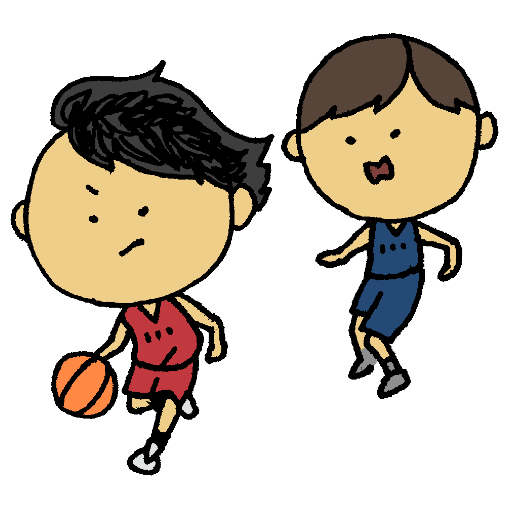 バスケットボールの試合をする女の子のフリーイラスト