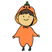 かぼちゃの着ぐるみを着た子供のフリーイラスト