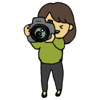 カメラを横向きに構える女性のフリーイラスト