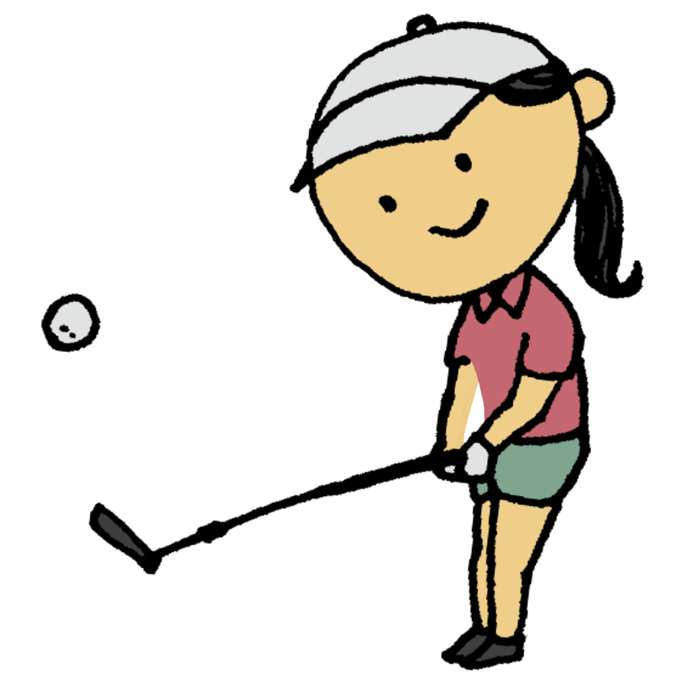 ゴルフをする女性のフリーイラスト
